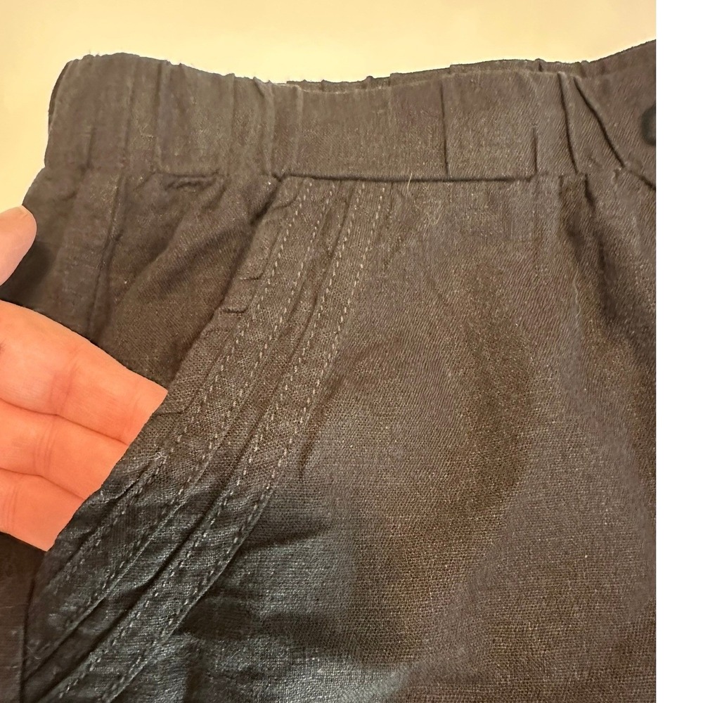 Briggs Black Linen Blend Elastic Waist Shorts Relaxed Fit Large - Picture 3 of 6